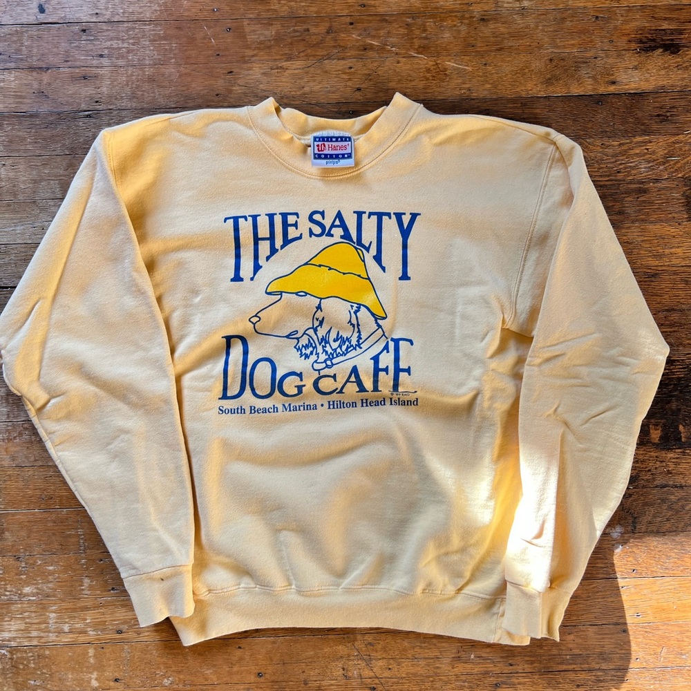 Vintage The Salty Dog Butter Yellow Sweatshirt ‘89 Rag Hanes Heavyweight Small